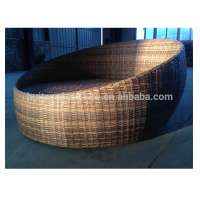 Hot sale Moon round Shaped colorful cushions wicker rattan outdoor sun beds